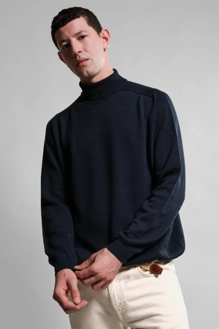 Nitto Knitwear - Pull Col Roulé Aris - Marine – XXL