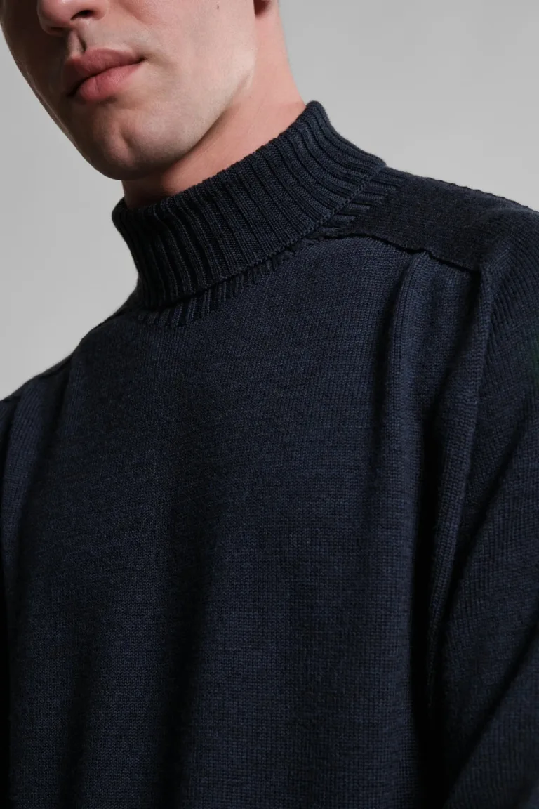 Nitto Knitwear - Pull Col Roulé Aris - Marine – XXL
