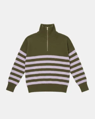 Tricots Jean Marc - Pull Col Zippé Tsoliné – Army / French Lilac