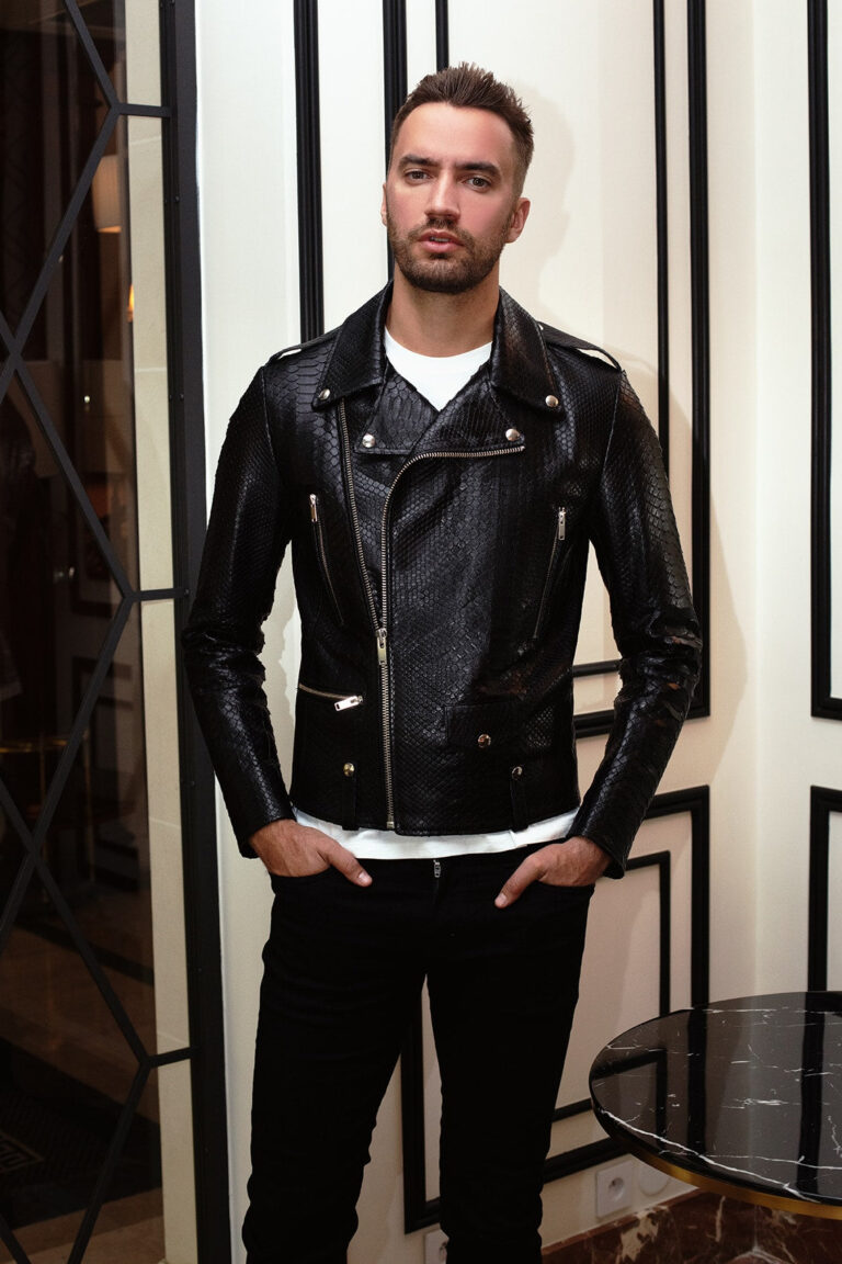 Perf python 05 Atelier Bertrand - Blouson Biker N5 – 46 / Cerf - Perle