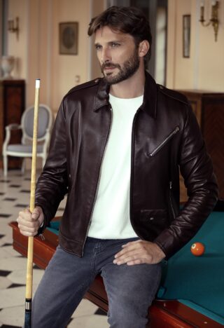 Blouson Biker Chemise En Cuir par la marque Atelier Bertrand Atelier Bertrand - Blouson Biker Chemise En Cuir
