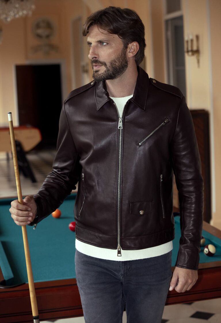 Atelier Bertrand - Blouson Biker Chemise En Cuir – 46 / Cerf - Noir
