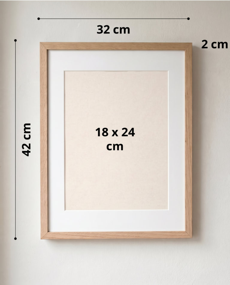 Reine Mère - Versant Chêne - Cadres en chêne massif avec passe partout (6 tailles) – 50 x 70 cm