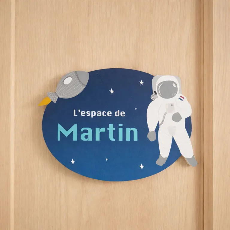 Atelier Baby’Sphère - Plaque de porte prénom sur le thème de l'espace