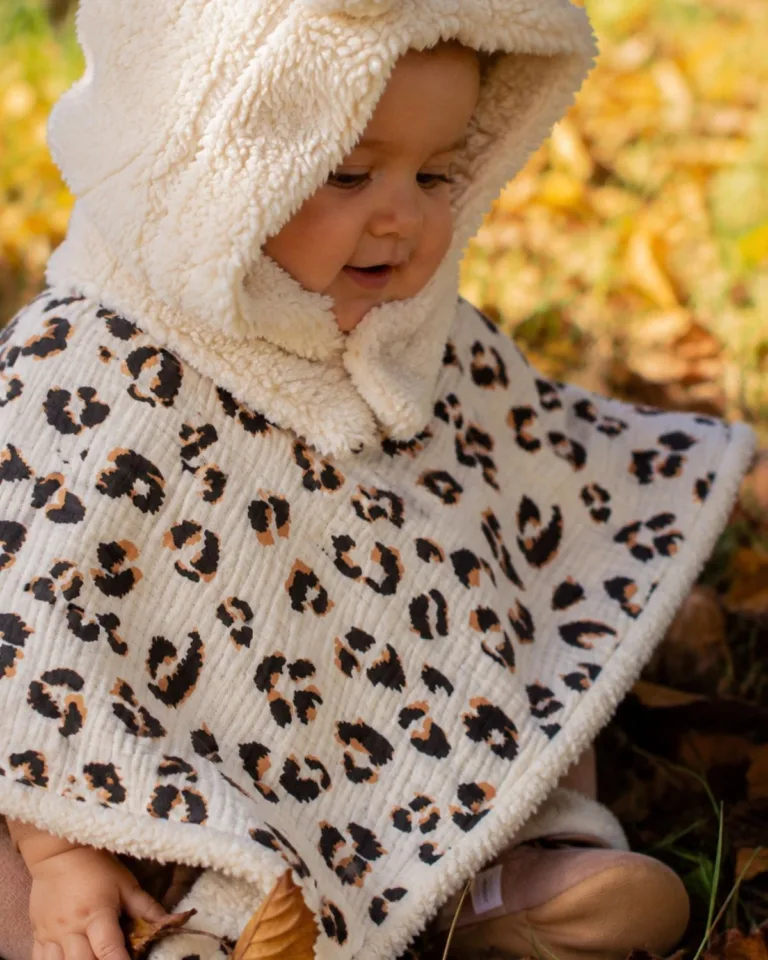 Petit Pote - Poncho bébé enfant coton bio / Doublure écrue – Taille unique / Ecru