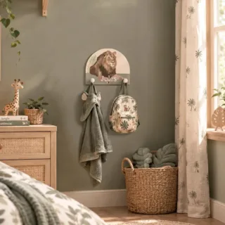 L&rsquo;Atelier BABY&rsquo;SPHERE - Porte manteau mural jungle du lion majestueux