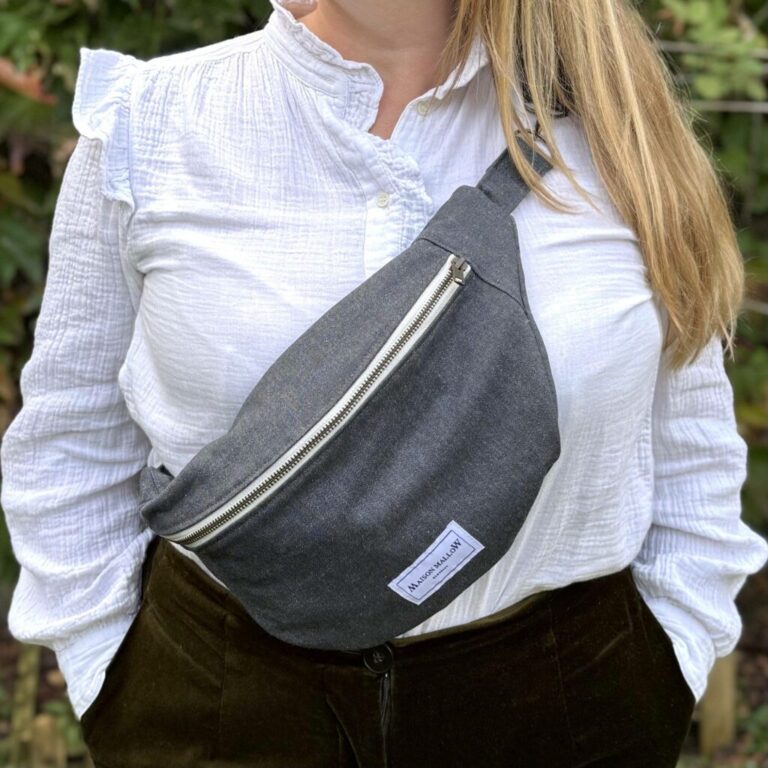 Maison Mallow - Sac banane jean gris