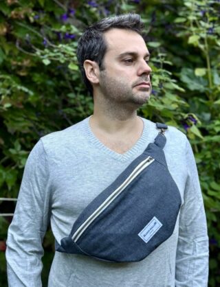 MAISON MALLOW - Sac banane jean gris