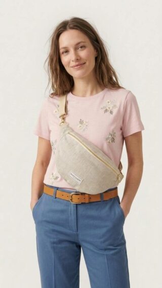 Sac Banane Lin blanc cassé par la marque MAISON MALLOW MAISON MALLOW - Sac Banane Lin blanc cassé