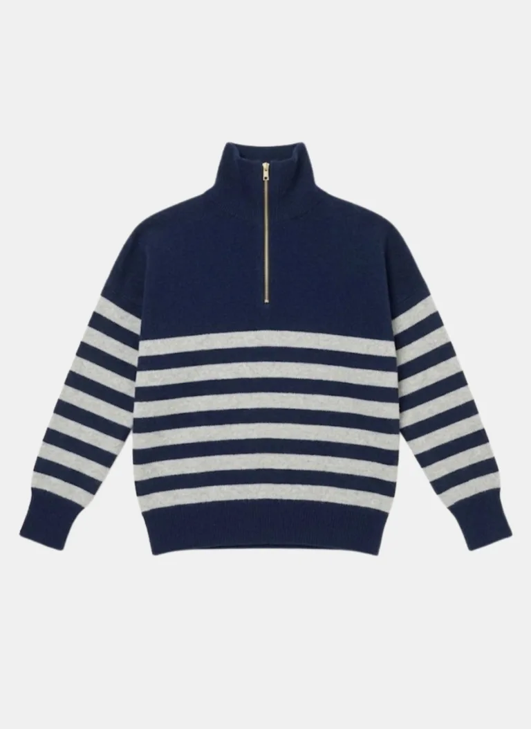 Tricots Jean Marc - Pull Col Zippé Tsoliné - Navy / Quartz – L