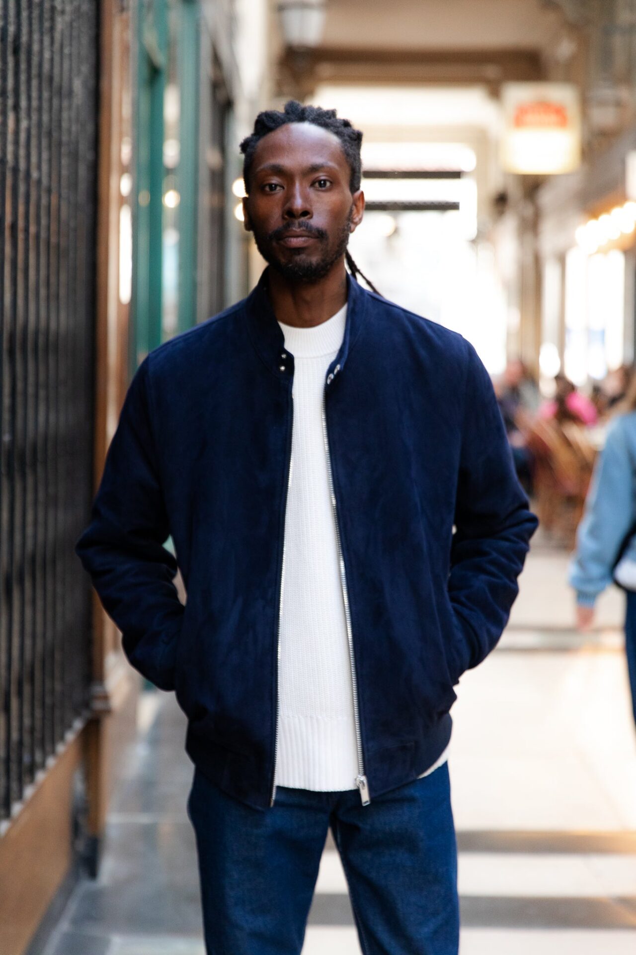 Teddy harrington suede marine mains poches Atelier Bertrand - Blouson Harrington – 46 / Cerf - Noir