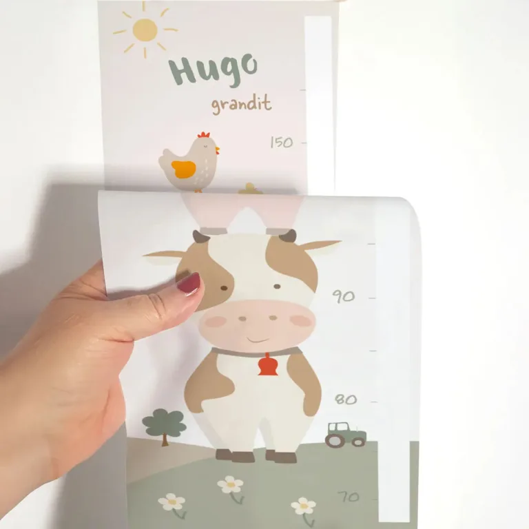 Atelier Baby’Sphère - Toise bébé personnalisée douce et tendance des animaux de la ferme