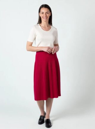 Jupe plissée femme rose rubis par la marque MAISON SOLFIN MAISON SOLFIN - Jupe plissée femme rose rubis