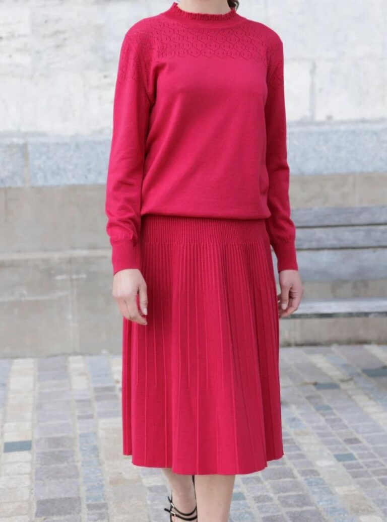Maison Solfin - Jupe plissée femme rose rubis – 4