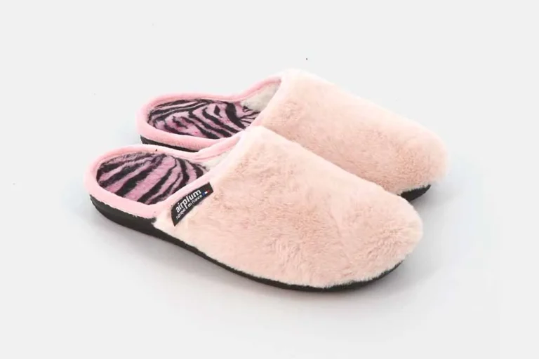 WARI PAIRE MULE ROSE PALE ZEBRE FEMME PILOU DOUX CHAUD HIVER Airplum -