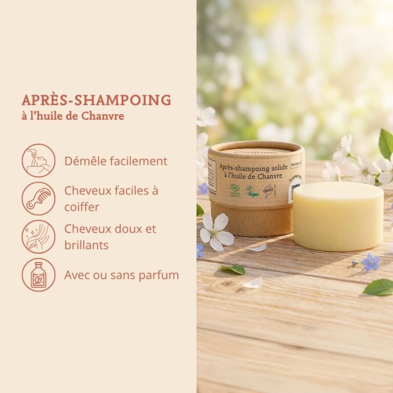 Comme Avant - Après-shampoing solide à l'huile de chanvre - Version 3 – Pain d'après-shampoing - 150g / Lait de Coco & Figue