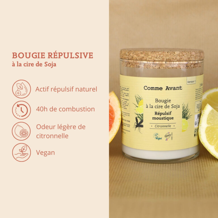 Comme Avant - Bougie répulsive anti-moustique à la cire de soja - Version 1 – 1 bougie répulsive
