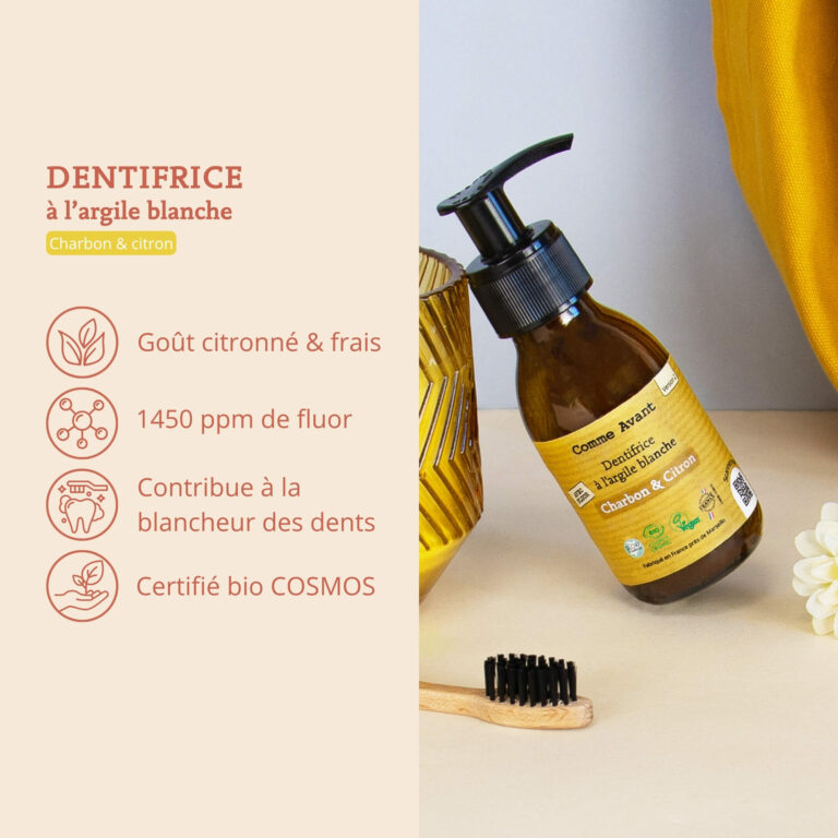 Comme Avant - Dentifrice en pâte au charbon végétal et citron - Version 2 – 1 recharge de dentifrice - 180ml