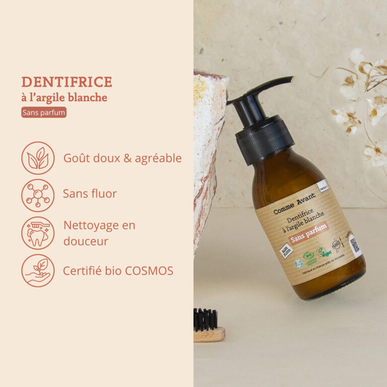 Comme Avant - Dentifrice en pâte à l'argile blanche - Version 2 – 1 recharge de dentifrice - 180ml