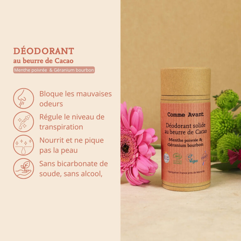 Comme Avant - Déodorant solide géranium & menthe poivrée - Version 3 – Lot de 2 recharges