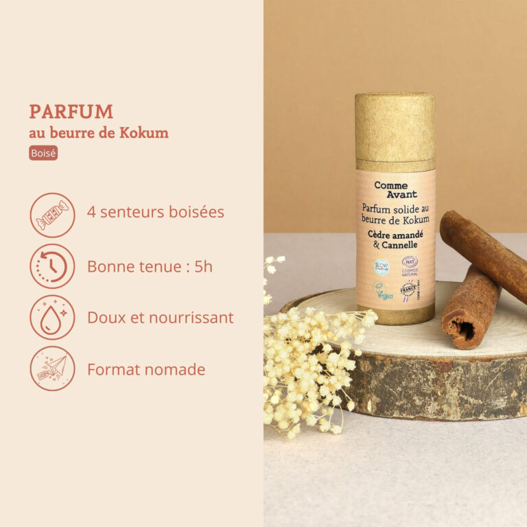 Comme Avant - Parfum solide boisé et épicé au beurre de kokum - Version 2 – 1 parfum - 20g / Musc & Bois de Hô