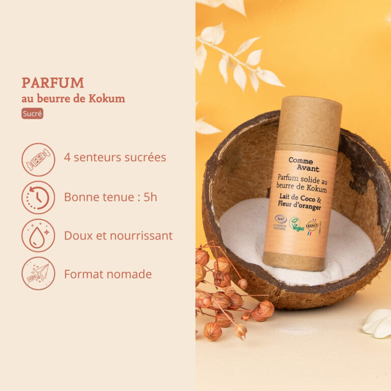 Comme Avant - Parfum solide sucré et fruité au beurre de kokum - Version 2 – 1 parfum - 20g / Monoï vanillé