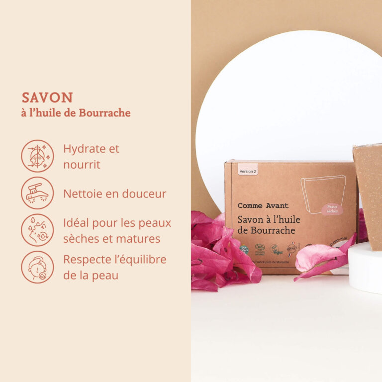 Comme Avant - Savon à l'huile de bourrache - Version 2 – 1 pain de savon - 1kg