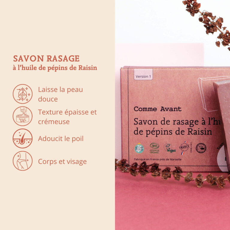 Comme Avant - Savon de rasage à l'huile de pépins de raisin - Version 1 – 1 savon - 100g