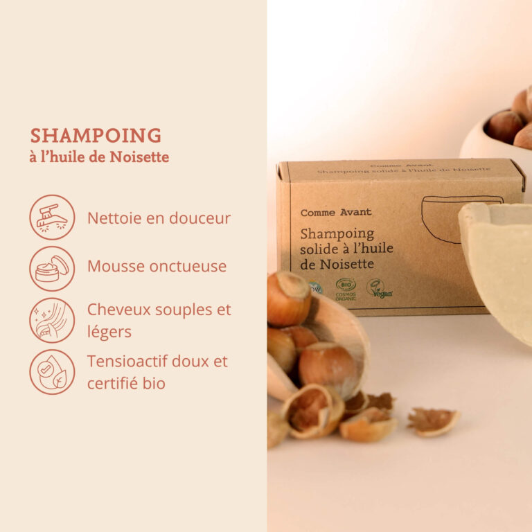 Comme Avant - Shampoing solide cheveux normaux à l'huile de noisette - Version 2 – 1 pain de shampoing - 420g