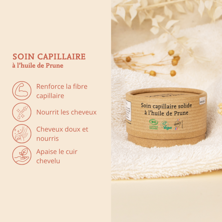 Comme Avant - Soin capillaire solide à l'huile de prune - Version 2 – 1 soin capillaire - 50g / Pêche & Vanille