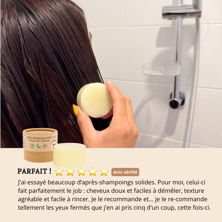 Comme Avant - Après-shampoing solide à l'huile de chanvre - Version 3 – Pain d'après-shampoing - 150g / Lait de Coco & Figue