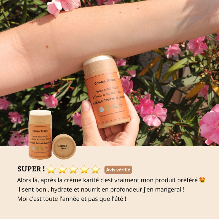 Comme Avant - Après-soleil solide à l’huile d’Amande douce - Version 2 – 1 après-soleil - 70g / Abricot & Fruit de la passion