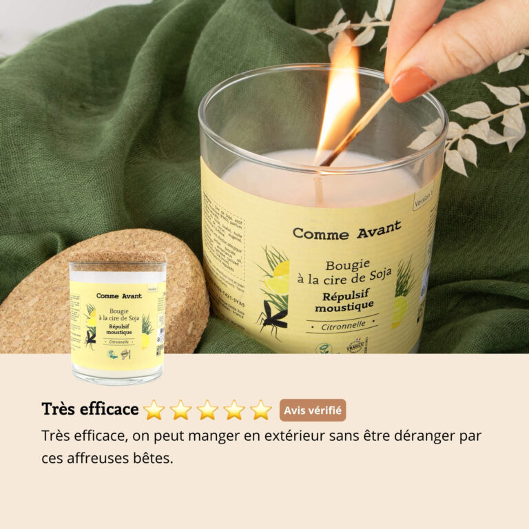 Comme Avant - Bougie répulsive anti-moustique à la cire de soja - Version 1 – 1 bougie répulsive