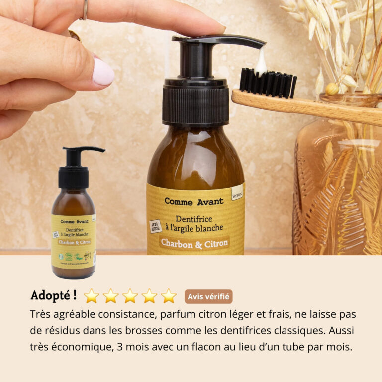 Comme Avant - Dentifrice en pâte au charbon végétal et citron - Version 2 – 1 recharge de dentifrice - 180ml