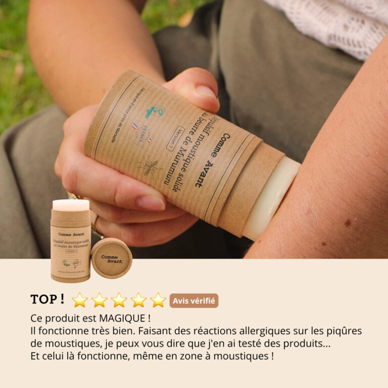 Comme Avant - Répulsif anti-moustique solide au beurre de murumuru - Version 2 – 1 répulsif anti-moustique - 80g