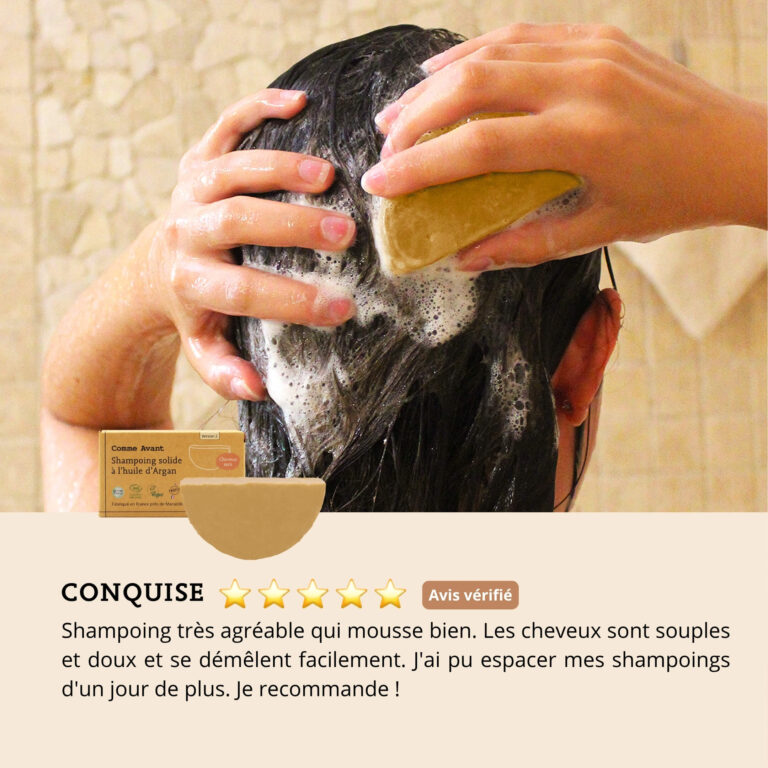Comme Avant - Shampoing solide cheveux secs ou abimés à l'huile d'argan - Version 2 – 1 demi-pain - 210g