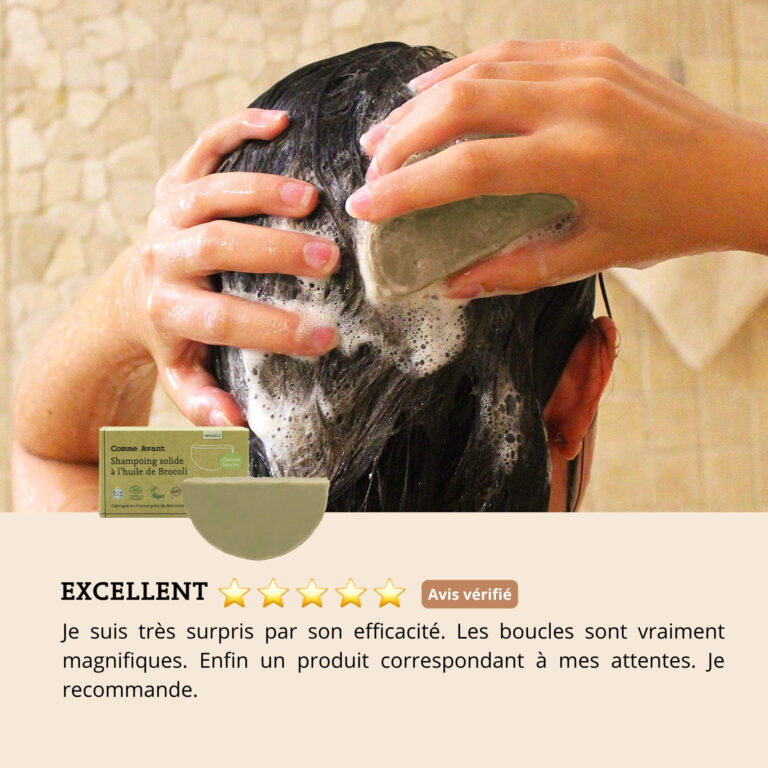 Comme Avant - Shampoing solide cheveux colorés ou bouclés à l'huile de brocoli - Version 2 – 1 demi-pain - 210g