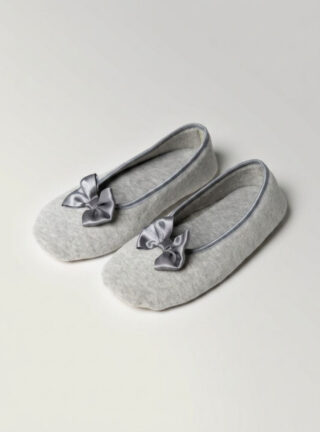 Chaussons ballerines femme gris chiné par la marque MAISON SOLFIN MAISON SOLFIN - Chaussons ballerines femme gris chiné