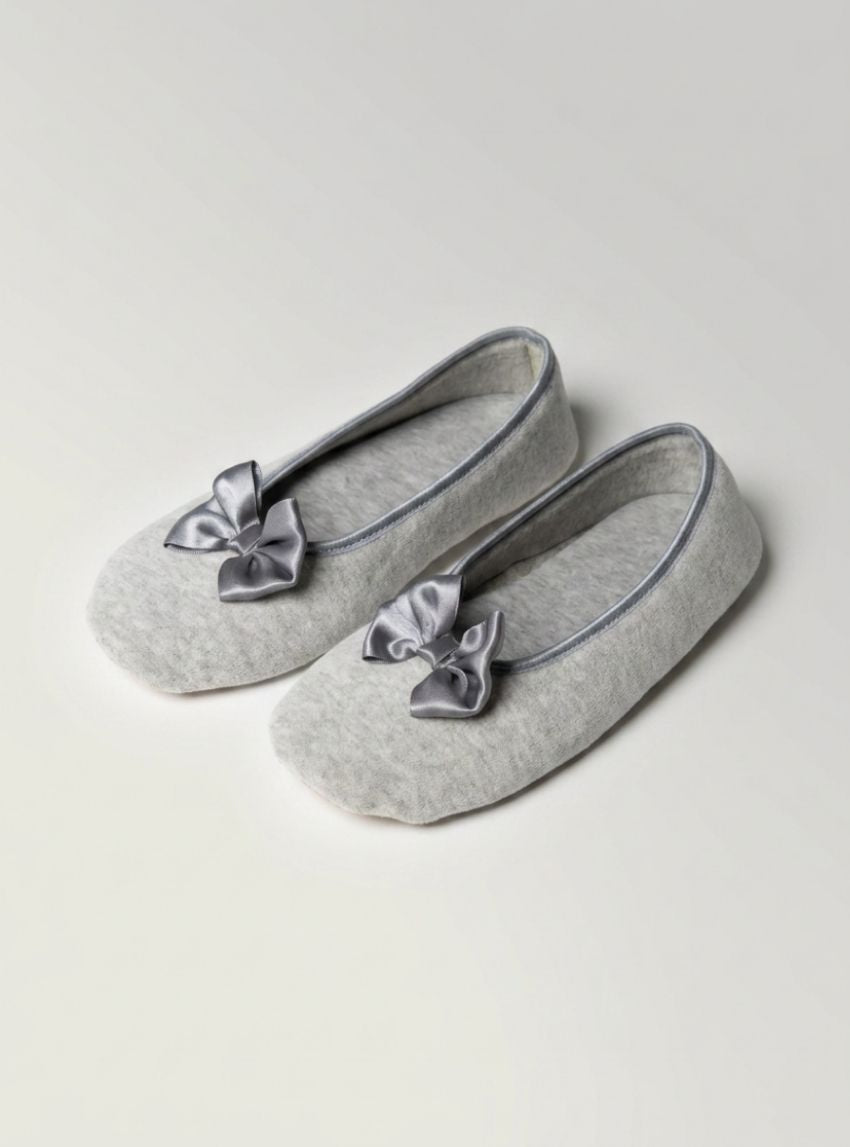 bellerines femme gris chin Maison Solfin - Chaussons ballerines femme gris chiné – 41/42