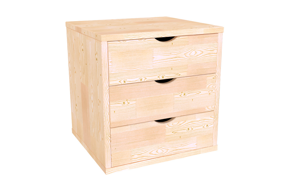bloc 3 tiroirs bois massif ABC MEUBLES - Caisson à tiroirs 3 en bois massif