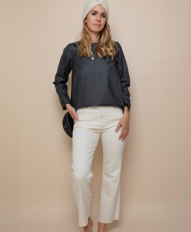 blouse grise 100 laine upcyclee tissu luxe fabriquee en france en petite serie april et c 659x800 1 April & C. - Blouse Neva Laine – xs