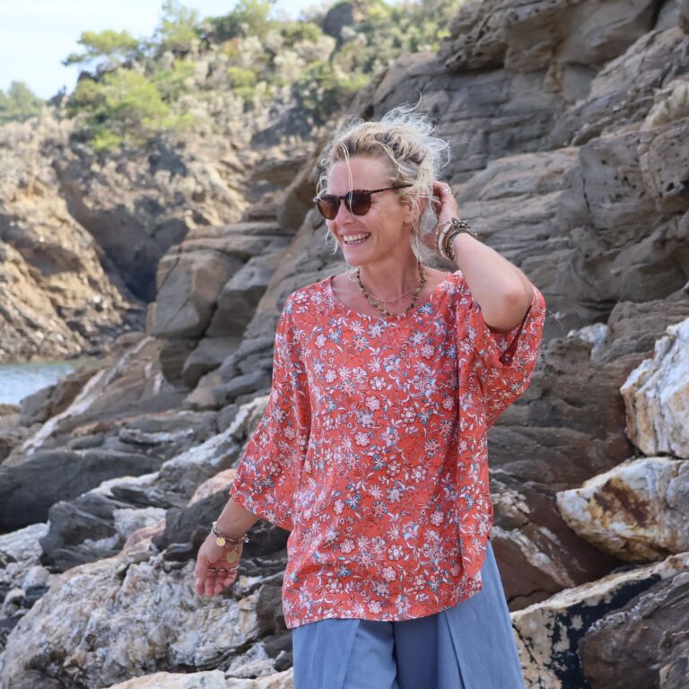 Quintessence - Blouse Nao - viscose bouquet grenadine – Taille unique