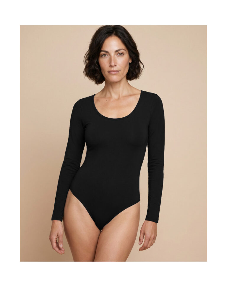 Maison Lemahieu - Body encolure U - manches longues - Noir – 2XL