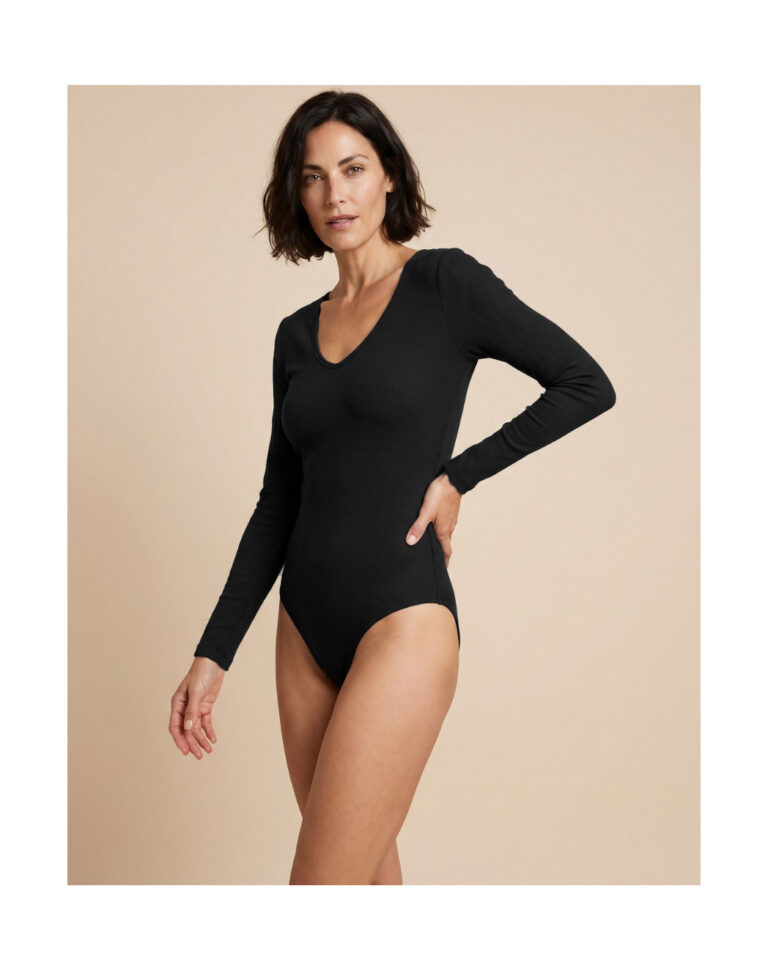 Maison Lemahieu - Body encolure U - manches longues - Noir – 2XL