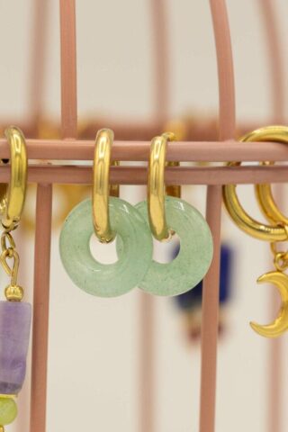 Boucles d’Oreilles Léonore Donut Vert – Aventurine par la marque MAISON MALLOW MAISON MALLOW - Boucles d’Oreilles Léonore Donut Vert – Aventurine