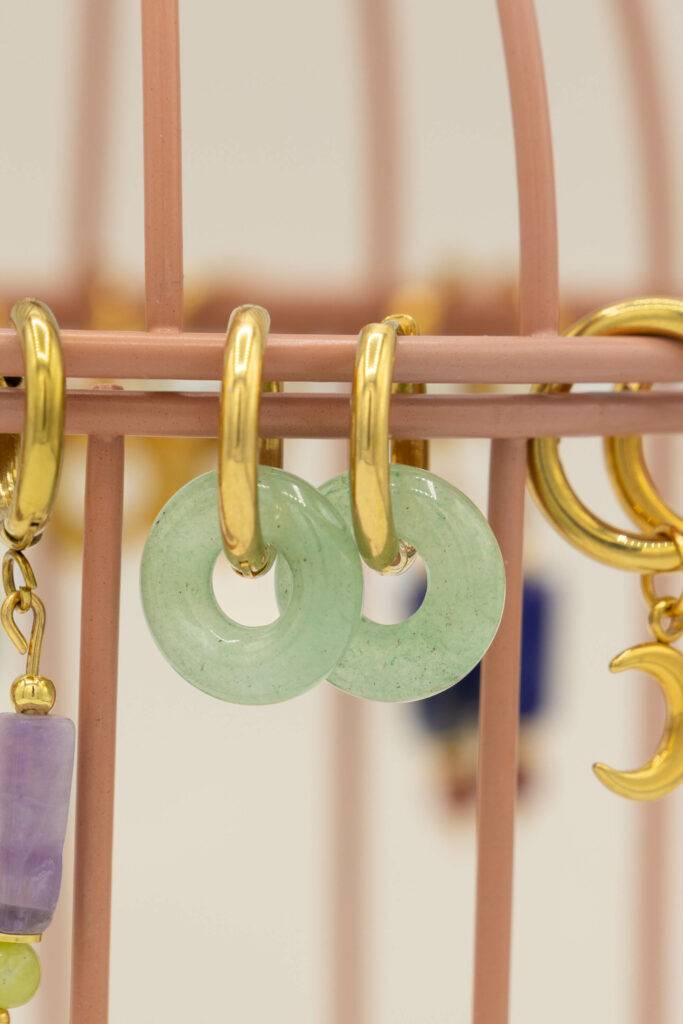 boucles doreilles aventurine verte donut 683x1024 1 Maison Mallow - Boucles d'Oreilles Léonore Donut Vert - Aventurine