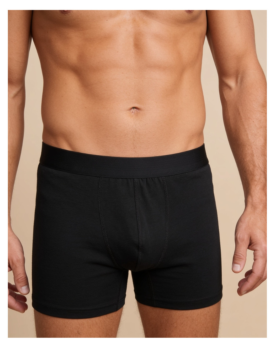 boxer en coton bio mi long noir Noir