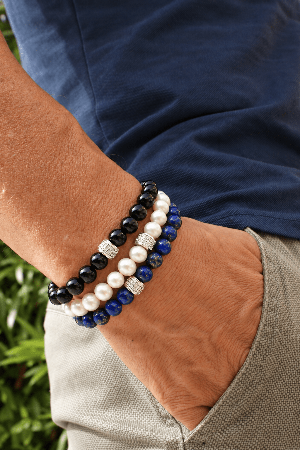 bracelets homme lapis lazuli NEIJE - Coffret Trio de Bracelets Onyx