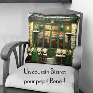 Maron Bouillie - Housse de coussin Paris Au petit fer à cheval