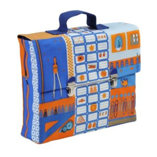 Cartable La Bricole Orange et bleu par la marque Maron Bouillie Maron Bouillie - Cartable La Bricole Orange et bleu